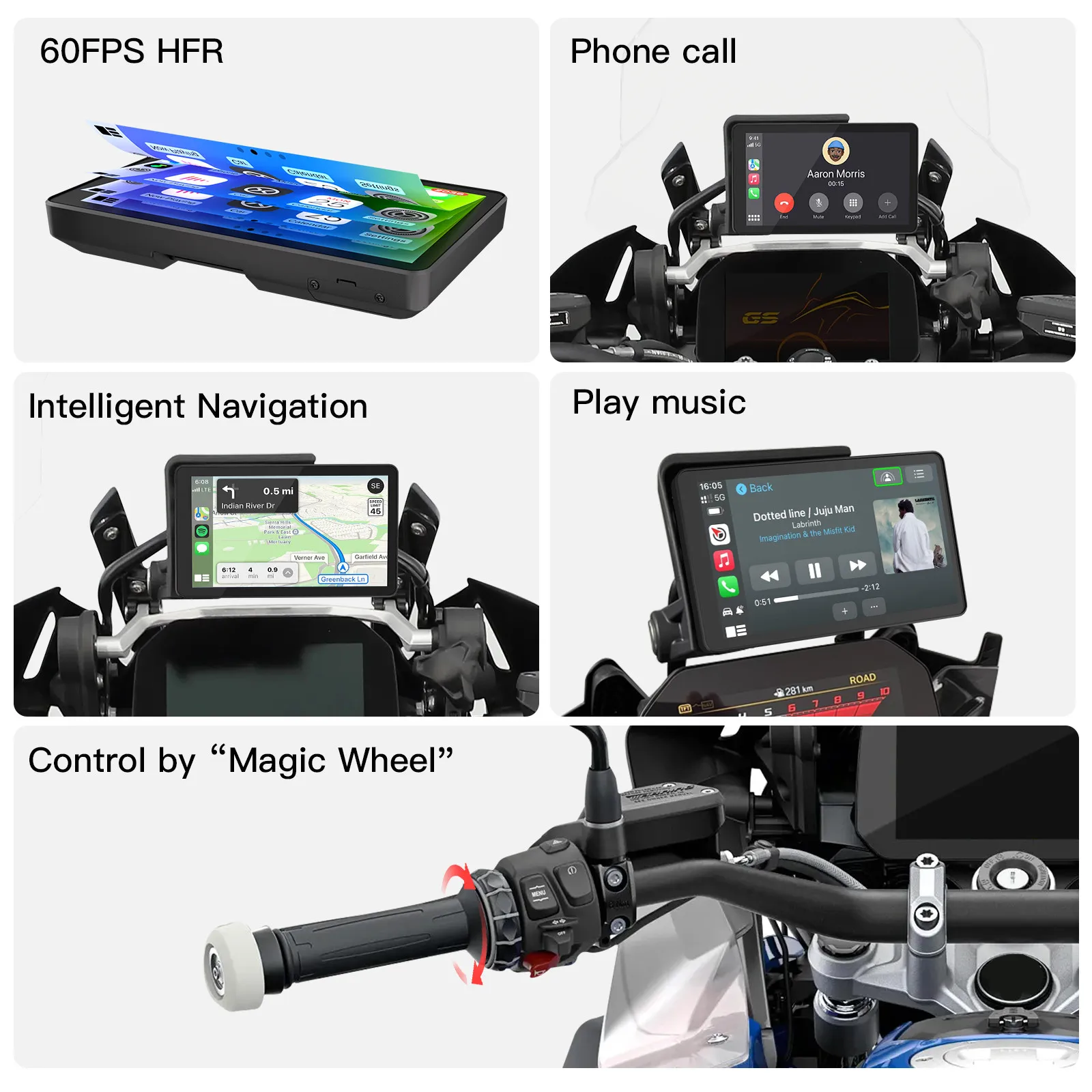 6inch DB601 Portable Motorcycle Navigation Wireless CarPlay Android Auto For BMW F750GS XR M1000 R1200GS R1250GS S1000XR R1300GS