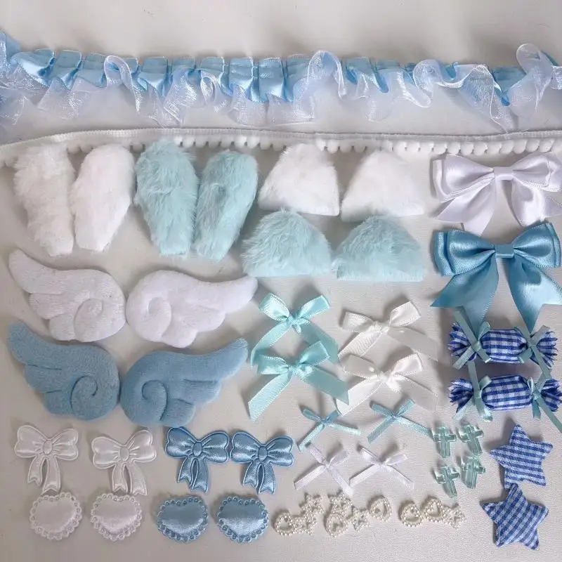 DIY Bastelzubehör-Set: Spitzenband, Schleife, Engelsflügel, Stern-Ornament, gemischtes Materialset für handgemachte Haarspangen, Schlüsselanhänger und Dekorationen. – Detail 4