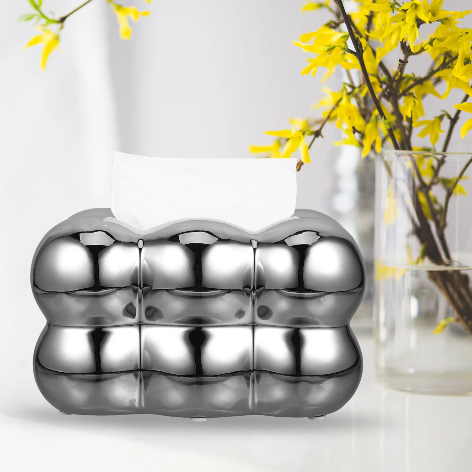 

Creative Ceramic Tissue Box Large Capacity Bubble Modeling Desktop Napkin Holder Tissue Dispenser for Bedroom Bathroom Home