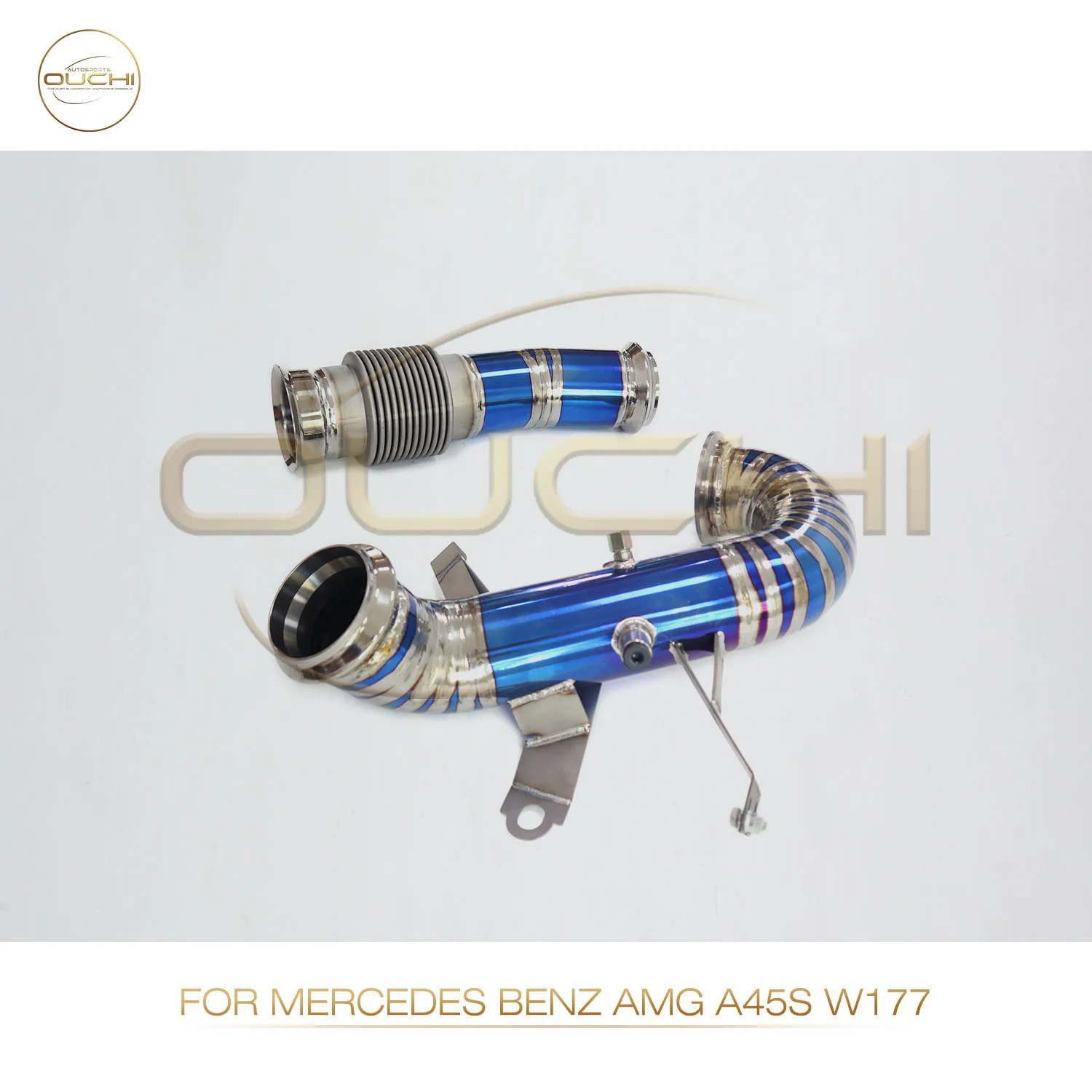 

OUCHI Titanium Alloy Exhaust System Downpipe for Mercedes Benz AMG A45S W177 With Heat Shield Racing Pipe