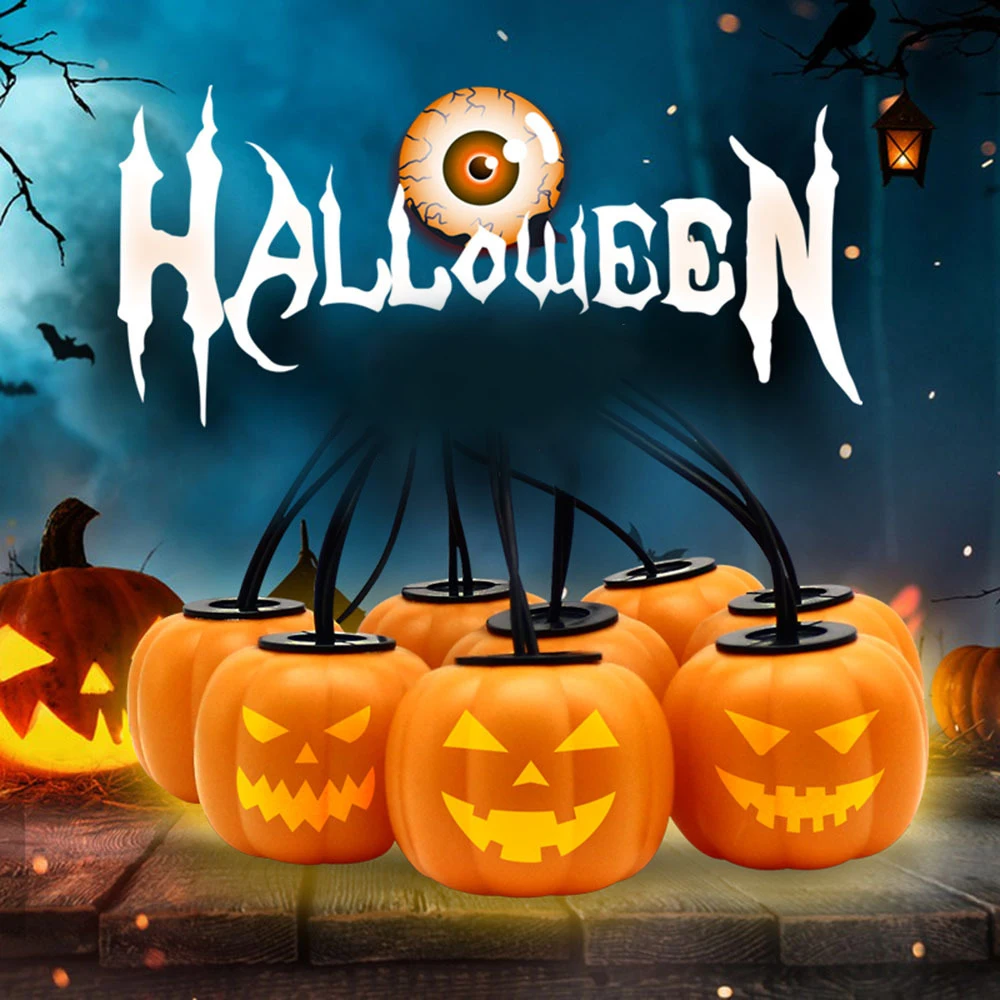 Halloween Pumpkin String Light With Music Animation LED Outdoor Decoration Holiday Light Dual Mode Light Home Party Decoration