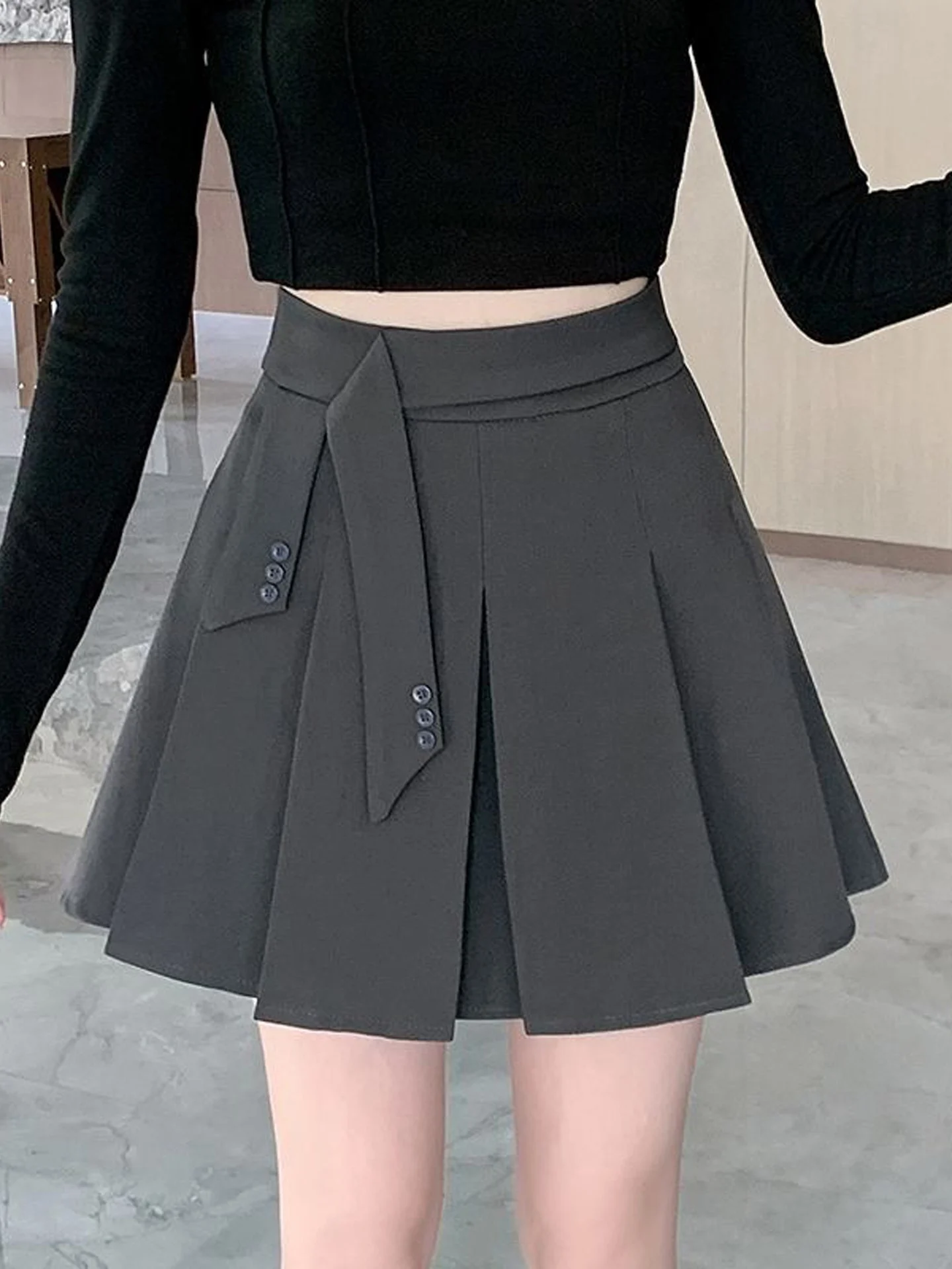 Business Women's High Waist A-Line Skirt Autumn New Style Slimming Half-length Fashionable Short Skirt All-match for Petite