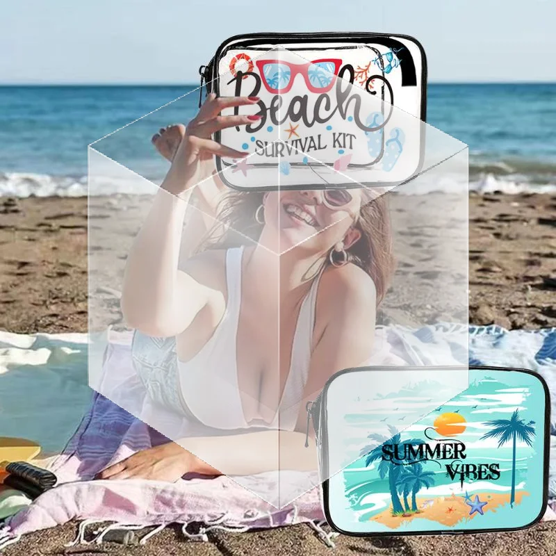 1Pcs Clear Travel Cosmetic Bag Portable PVC Makeup Organizer Perfect for Summer Journeys