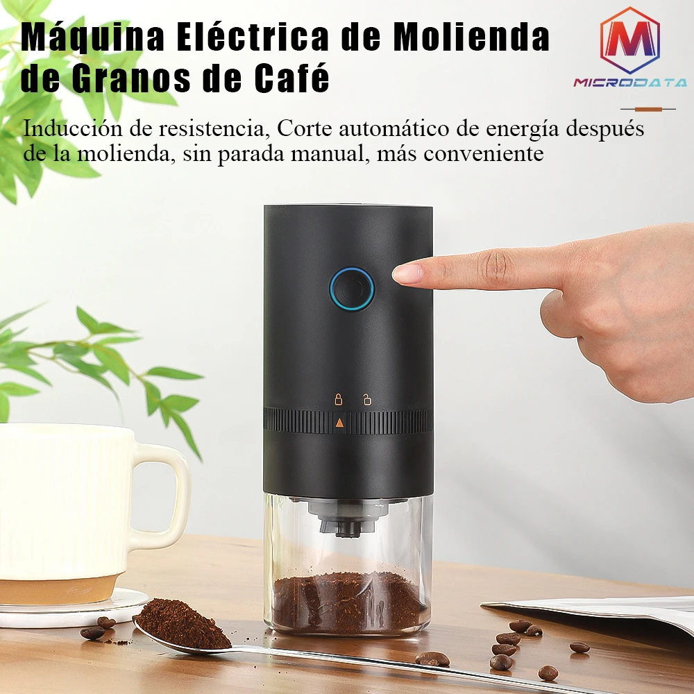 Molinillo de café eléctrico portátil, molinillo de núcleo de molienda de cerámica de espesor ajustable, molinillo de café con batería de larga duración