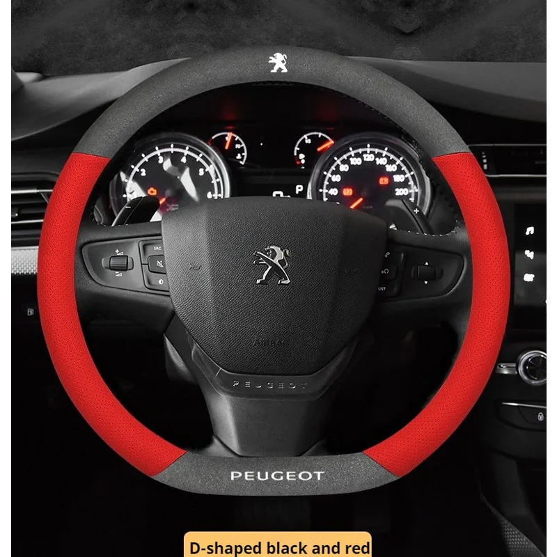 36cm Car Steering Wheel Cover For Peugeot GT-Line 107 206 207 208 301 307 308 406 407 408 508 607 2008 3008 4008 5008 RCZ Rifter