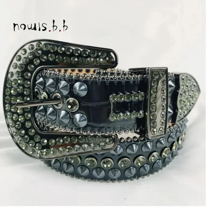 Punk Western Rhinestones Diamond Belts Leather Studded Bing Belt Cinturones Para Mujer Y2K Cowboy Cinto De Strass For Men Women