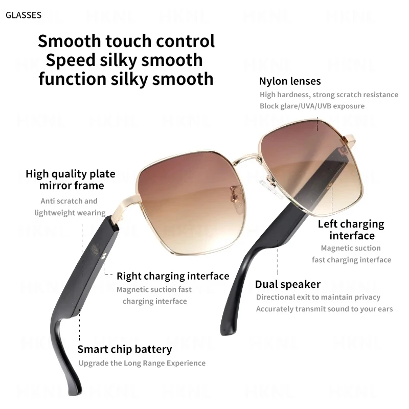 Bluetooth Audio Smart Glasses Wireless Bluetooth Headset Outdoor UV Protection Sunglasses Men Women Nylon Lenses Eyeglasses