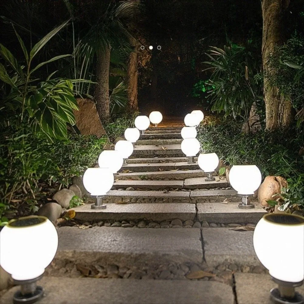 20/25 سنتيمتر عمود مصباح مقاوم للماء 3 اللون الخلايا الشمسية عمود مصباح الفولاذ المقاوم للصدأ ذكي التحكم في الإضاءة الشمسية آخر مصباح #5