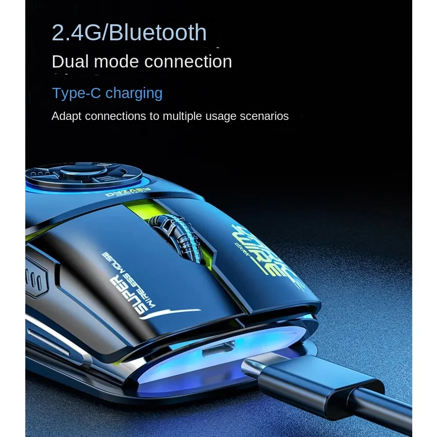 AULA H530 Wireless Bluetooth Mouse Decompression Entertainment Gaming Charging  Quad Mode RGB Light Effect