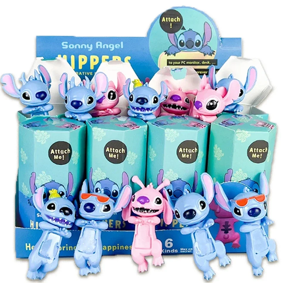 Hot Blind Box Mini Stitch Action Figures Decorazione per ufficio auto Generazione Giocattoli per bambini di animali in piedi Serie Regali a sorpresa