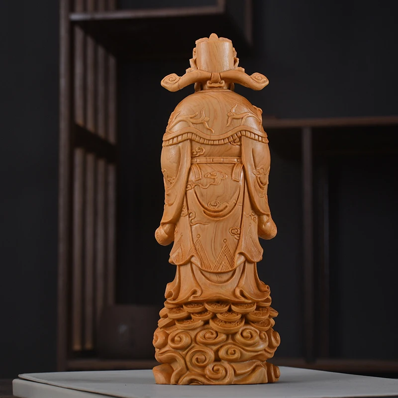 Picture 3: Solid Wood Ruyi God of Wealth Figurine –Exquisite Carving Sculpture for Home Office Desk, Feng Shui Decor to Attract Wealth Luck