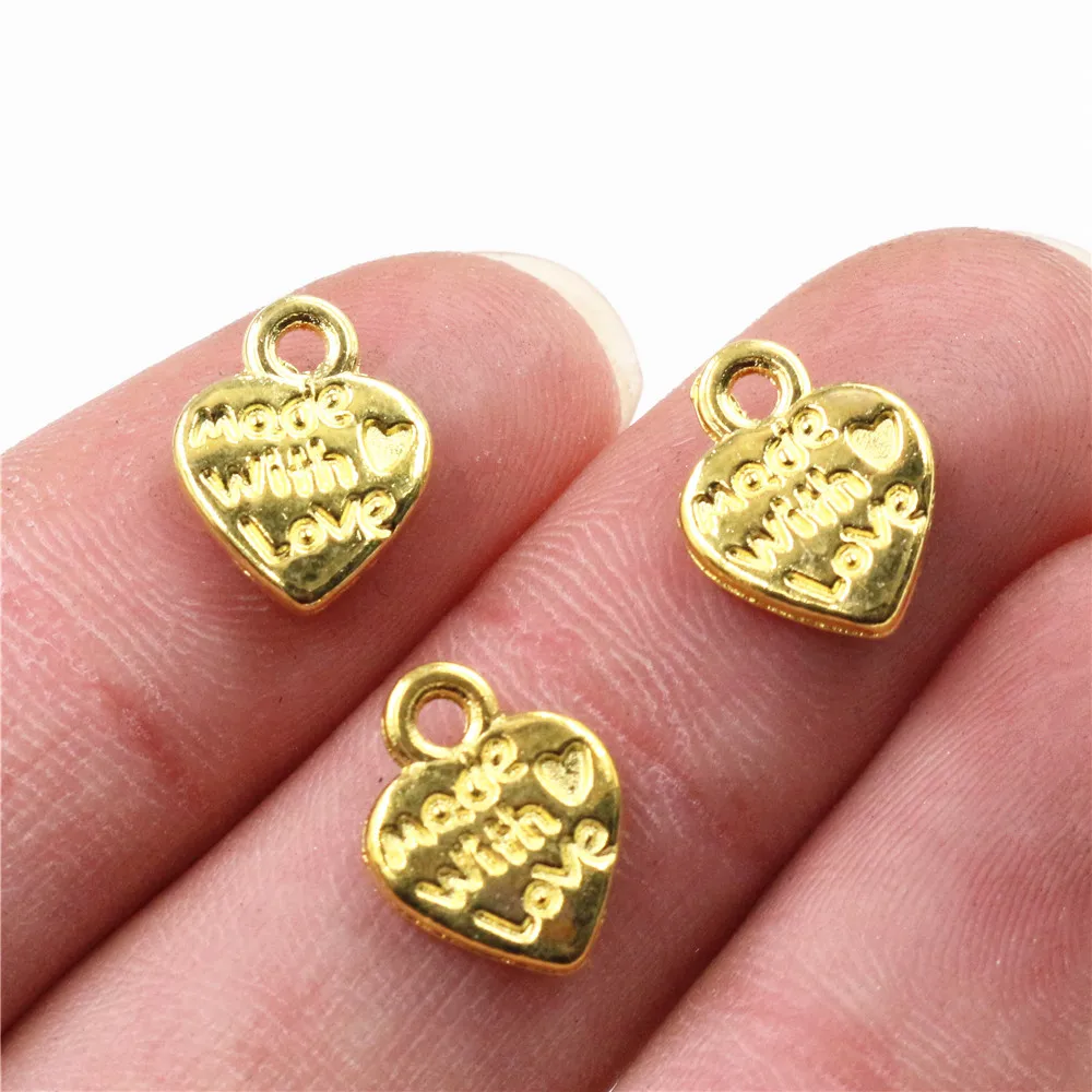 12x10mm 30pcs Antique Silver Plated and Bronze and Gold Colors Plated Heart Handmade Charms Pendant:DIY for bracelet necklace