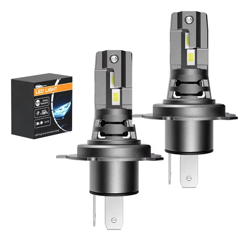 

H4 HB4 9003 LED Car Auto Headlight Canbus No Error High Low Hi/Low Beam With Dual Turbo Fan H4 12V 6500K 1:1 Size Bulb Lamp 2pcs