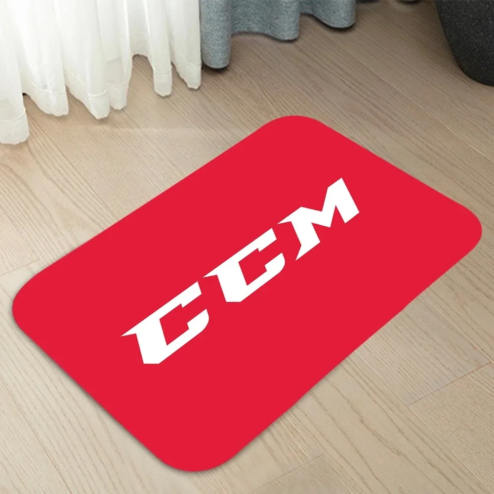 Alfombra deportiva de Hockey CCM, diseño de letras, decoración del hogar con silueta de atleta para puerta, alfombra de bienvenida de entrada