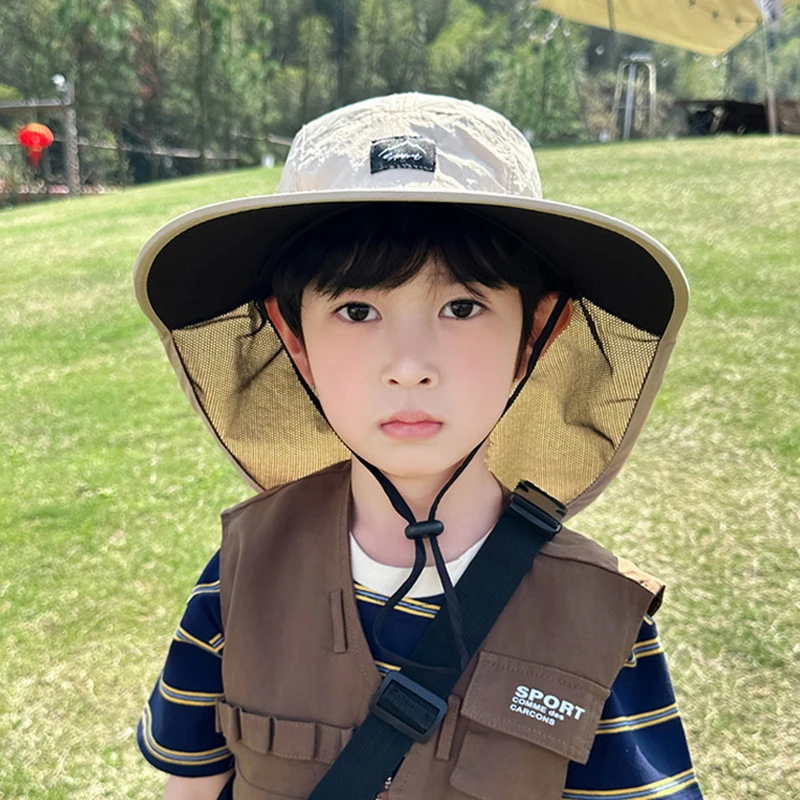 Summer Big Brim Shawl Sun Protection Hat for Children Outdoor On foot Nylon Hat Sun Protection Hats