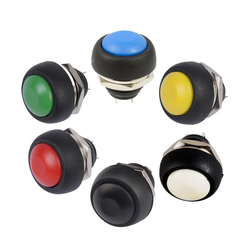 5Pcs 2Pin Mini Switch 12mm 1A Waterproof Switch PBS33B 12V Momentary Push Button Switch Reset Non-locking PBS-33B