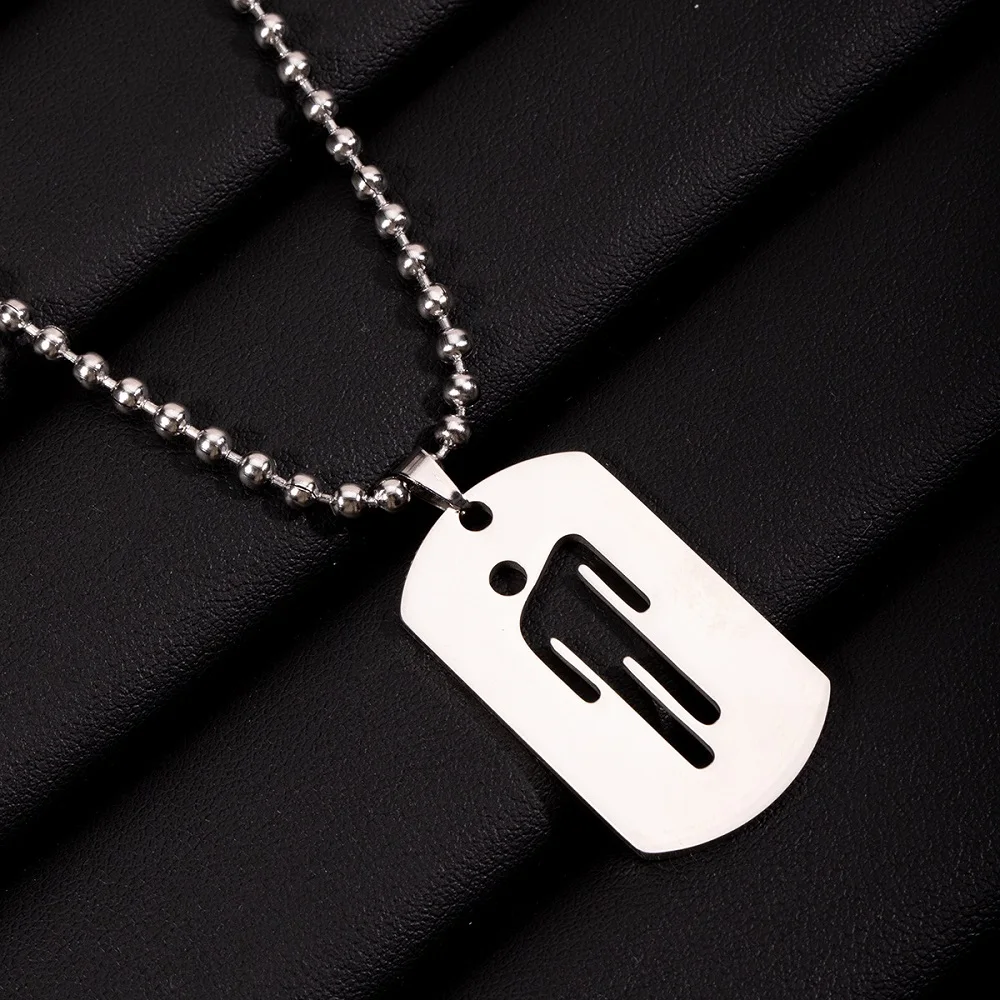Skew Head Tag Stainless Steel Pendant Necklaces Fashion Hip Hop for Men Women Hang Tag Metal Crafts Jewelry Gift