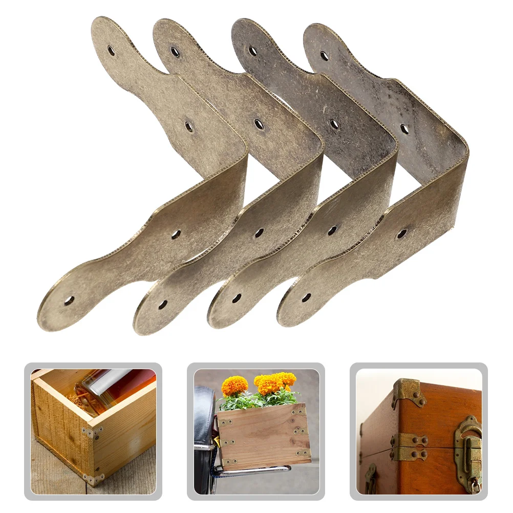 

4Pcs Vintage Copper Corner Protectors Wooden Box Jewelry Case Protective Guards Decorative Box Edges Covers for Furniture