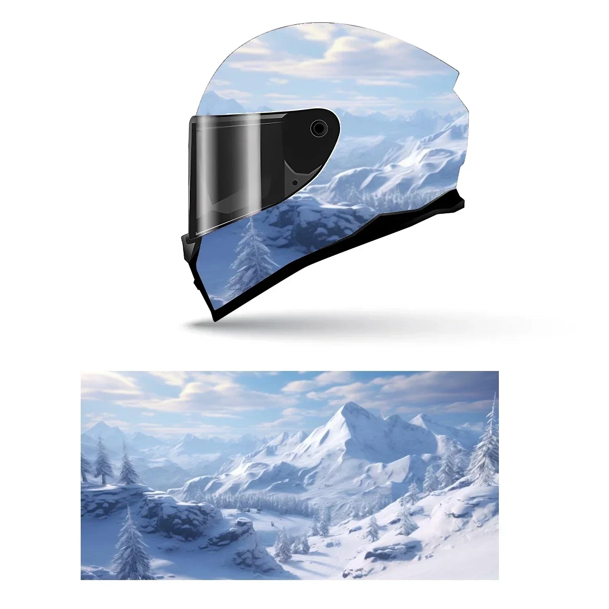 

Snow Covered Mountain Full Helmet Wrap Sticker Motorcycle Helmet Racing Graphic Decal Vinyl Wrap Helmet Decorative Sticker