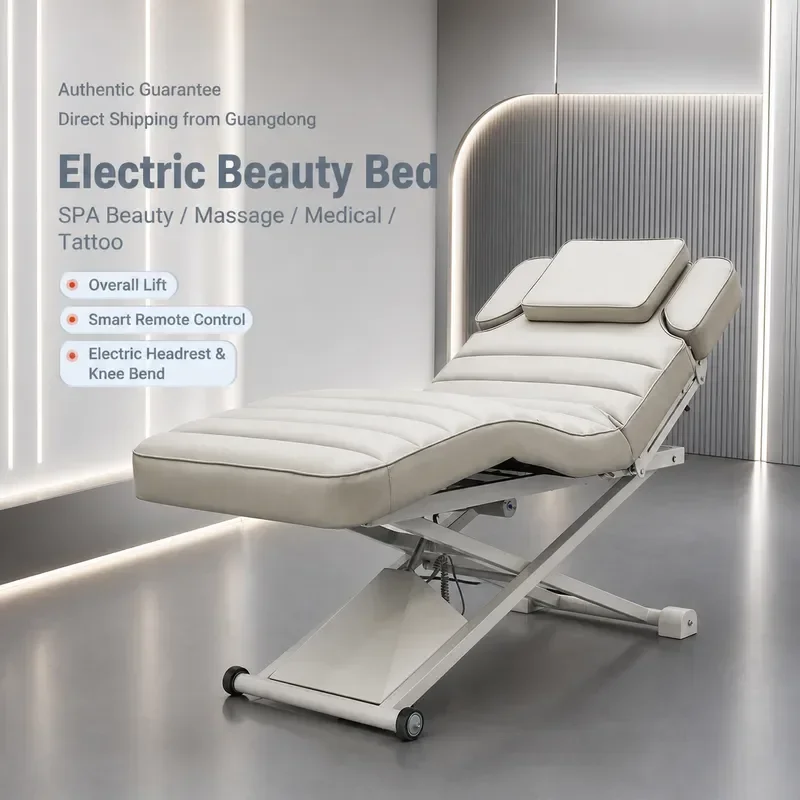 S Type Electric Lift Beauty Bed for Eyelash Extensions Tattoo Embroidery Facial Massage SPA Professional Treatment