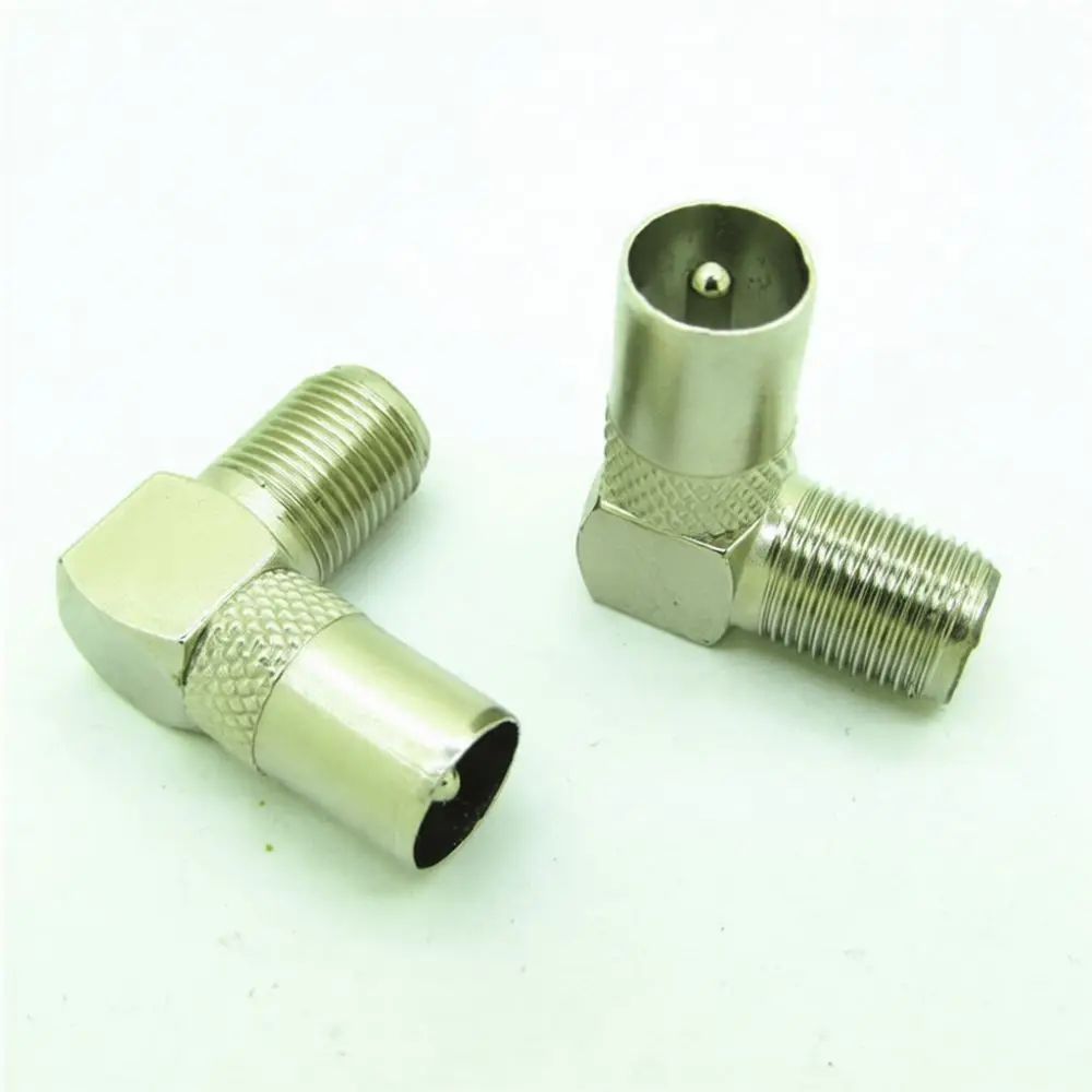 F Female To 9 5mm TV Male Connector Right Angle Adapter Metallic RF Signal Converter Plug For Digital