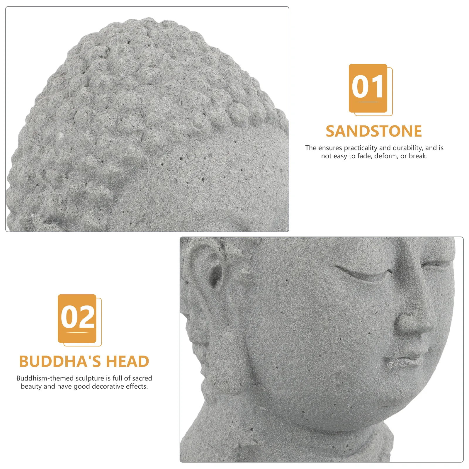 

Aquarium Buddha Head Ornament Statue for Outdoor Sandstone Fish Tank Figurines Decorations