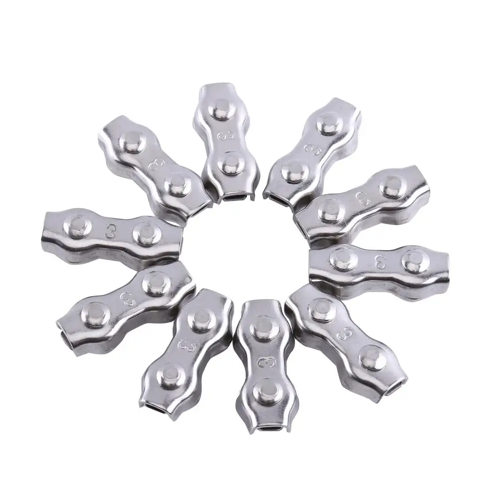 

10Pcs M3 Stainless Steel Duplex Clips Wire Rope Grips Caliper Clamp