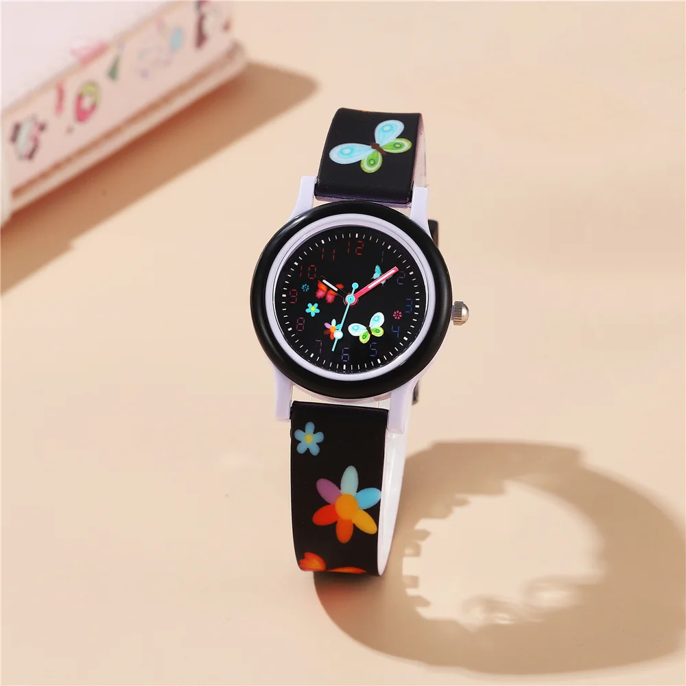 Cartoon Watches Colorful Children Watch For Boys Girls Kids Watches Quartz Wristwatch Butterfly Silicone Strap