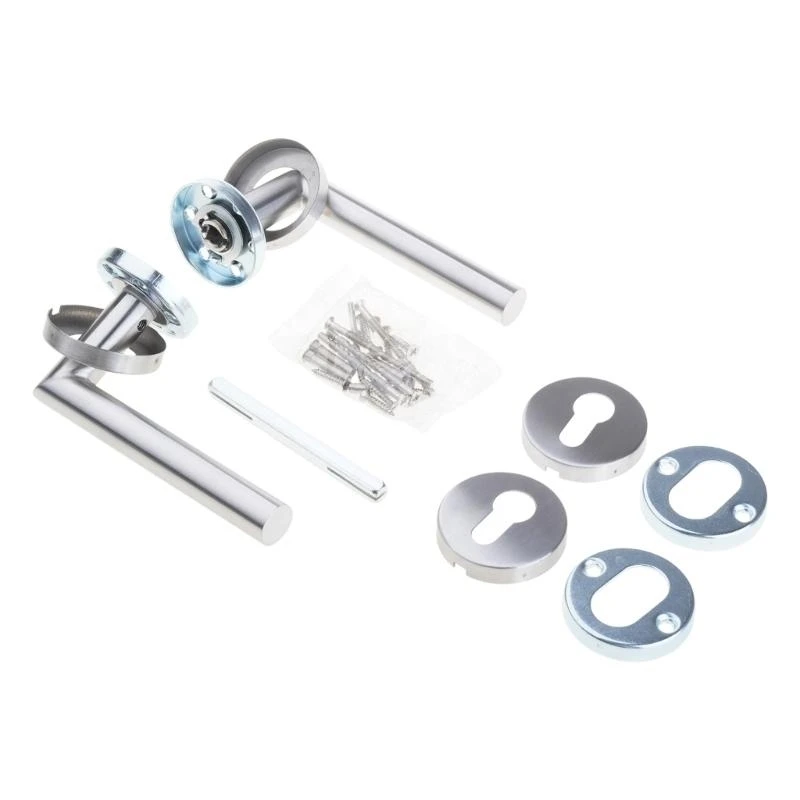 

Round Door Handle Set with Escutcheons Steel Door Handle set for Added Security