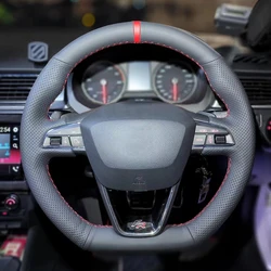 Braiding on The Steering Wheel for Seat Leon FR Cupra R Leon ST Cupra Leon ST Cupra Ateca Cupra Ateca FR Hand-sewing Cover