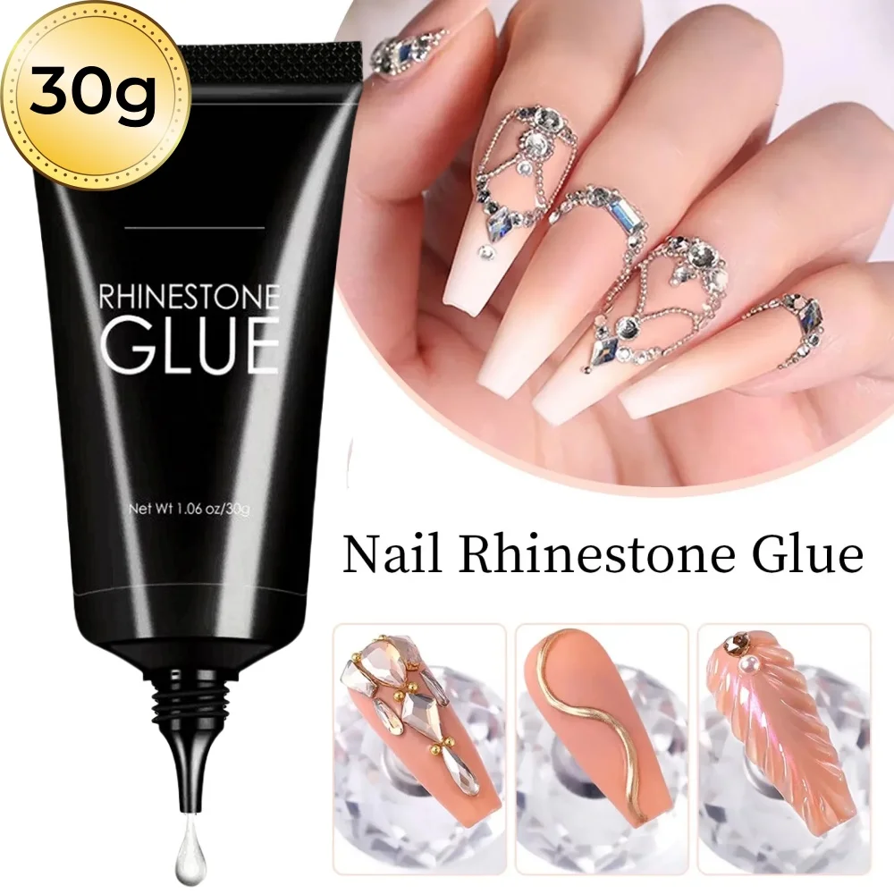 Cola super forte para unhas, encantos de strass, gel de bling de unhas 3D, suprimentos de decoração gemas 30g