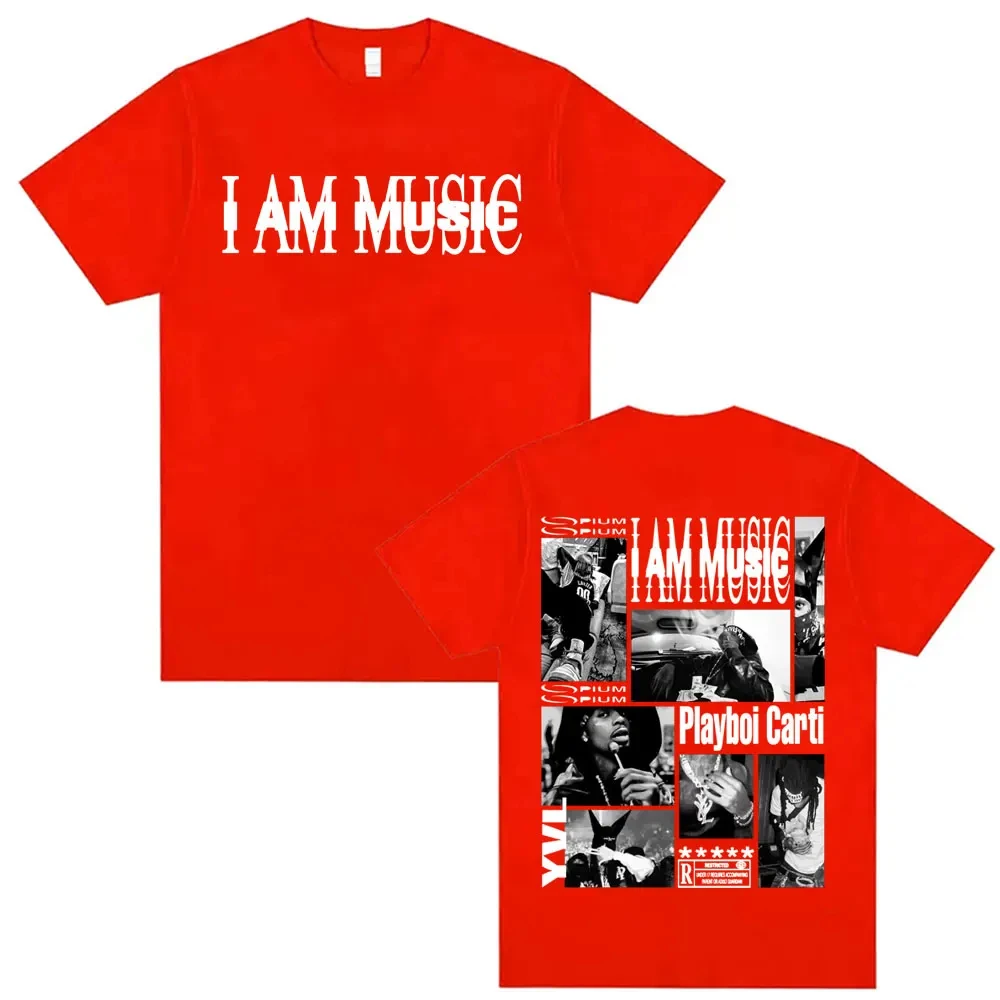 Rapper Playboi Carti I AM MUSIC Album Logo T Shirt Mens Clothing Hip Hop 90s Vintage Tshirt Male Casual Cotton Oversized T-shirt