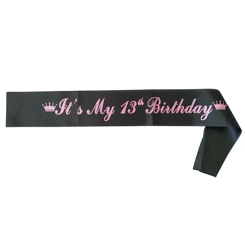 Its My 13th 16th 18th 20st Birthday Sash Black Pink Satin Sashes for Girls Happy 13 16 18 20 Birthday Party Decoration Supplies