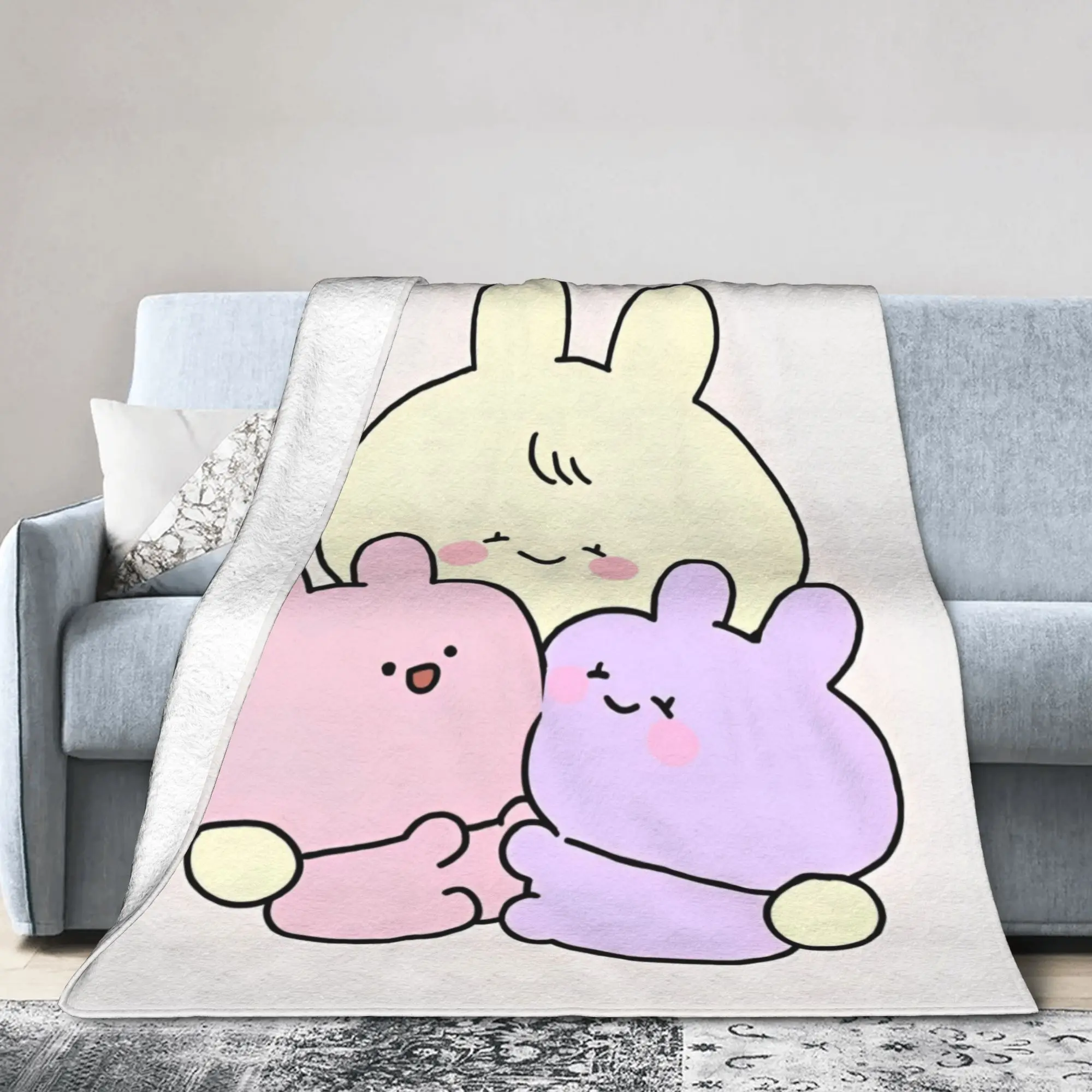 Asamimichaan Asleep Cartoon Blankets Cute Asamimi Wool Awesome Soft Throw Blankets for Bed Sofa Decoration,