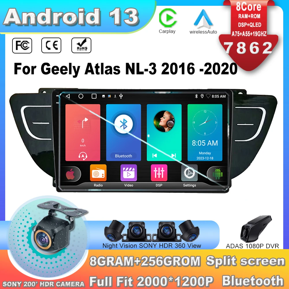 

For Geely Atlas NL-3 2016 -2020 Car Radio Multimedia Video Player Navigation GPS Android 11 All-in-one No 2din 2 Din DVD 7862CPU