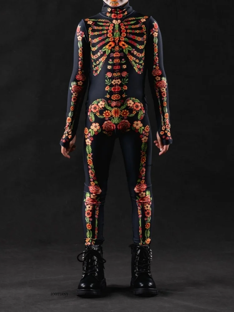 Halloween-Skelett-Horror-Geister-Kostüm für Kinder, Ganzkörperanzug für Karneval, Party, Bühnenaufführung, Rollenspiel, Feiertags-Zentai-Anzug – Detail 17