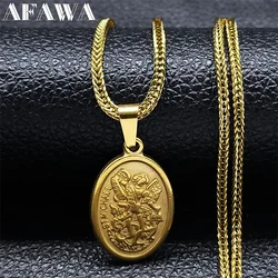 St.Michael Archangel Metal Necklace Stainless Steel Protect Me Saint Angel Necklaces Orhodox Amulet Christian Jewelry collar