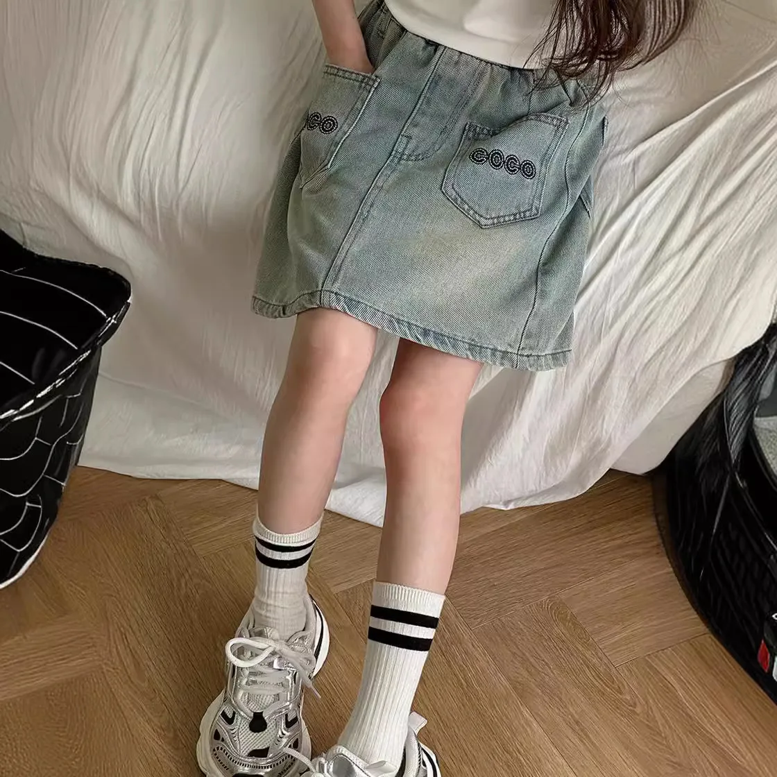 

Girls Skirts 2024 Summer New Childrens Clothing Foreign Style A-line Skirt Big Children Girls Foreign Style Fashionable Casual