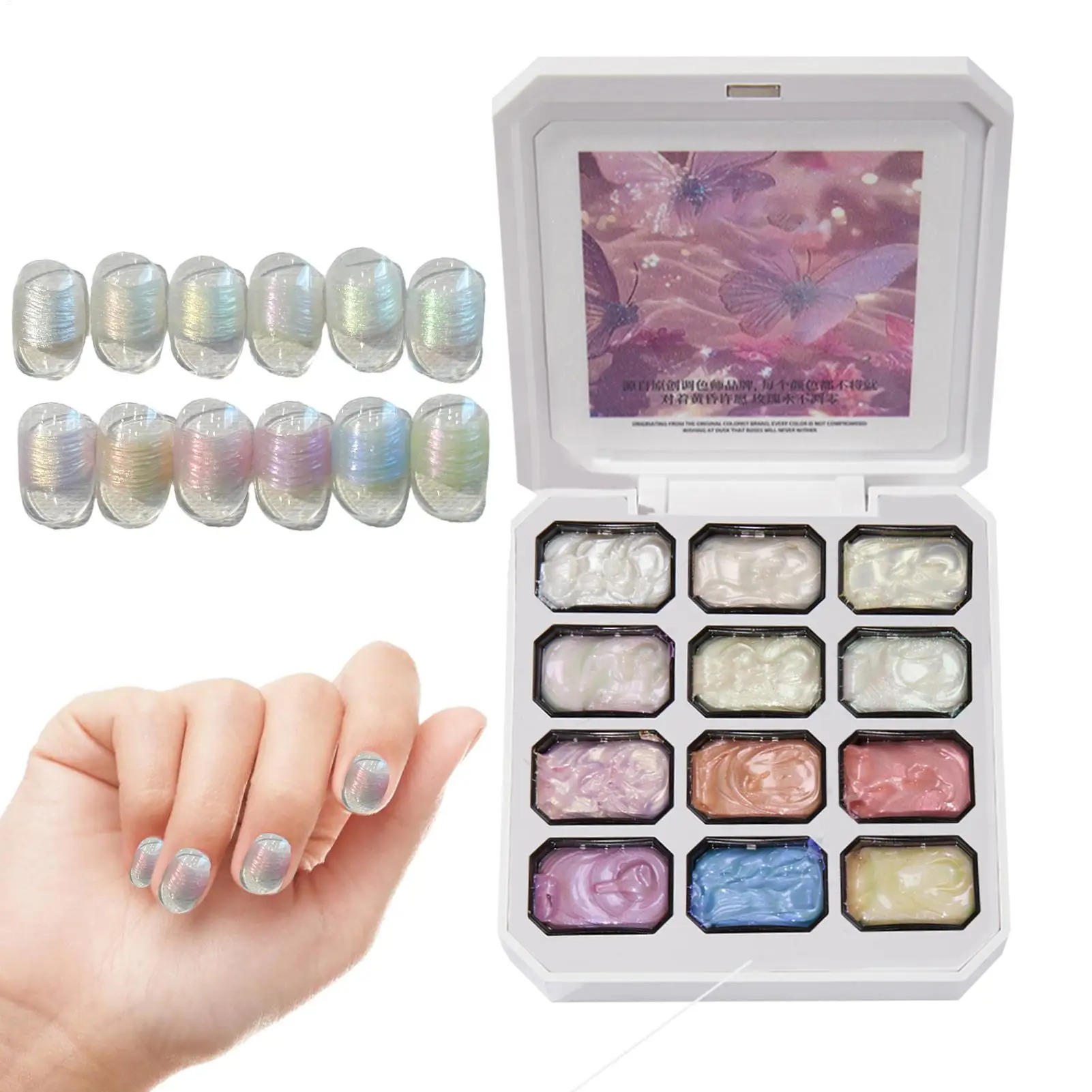 

High Pigment Fingernails Cosmetics 12-Grid Nail Painting Gel 24g Women Nail Patting Paint Gel Kit for Enthusiasts Beginners