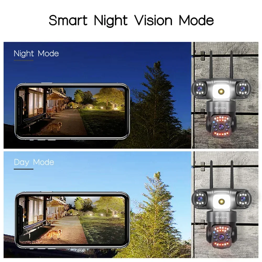 15MP IP Camera WiFi PTZ Three Camera 2.4G&5G Wireless 10X Zoom CCTV Video Surveillance Cam Onvif Security IP Camera RZ380