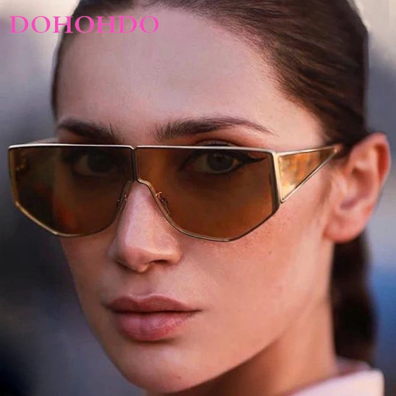 

Vintage Personality Big Frame One-Piece Punk Women Sunglasses Brand Designer Metal Men Shades Outdoor Travel Glasses UV400 Очки
