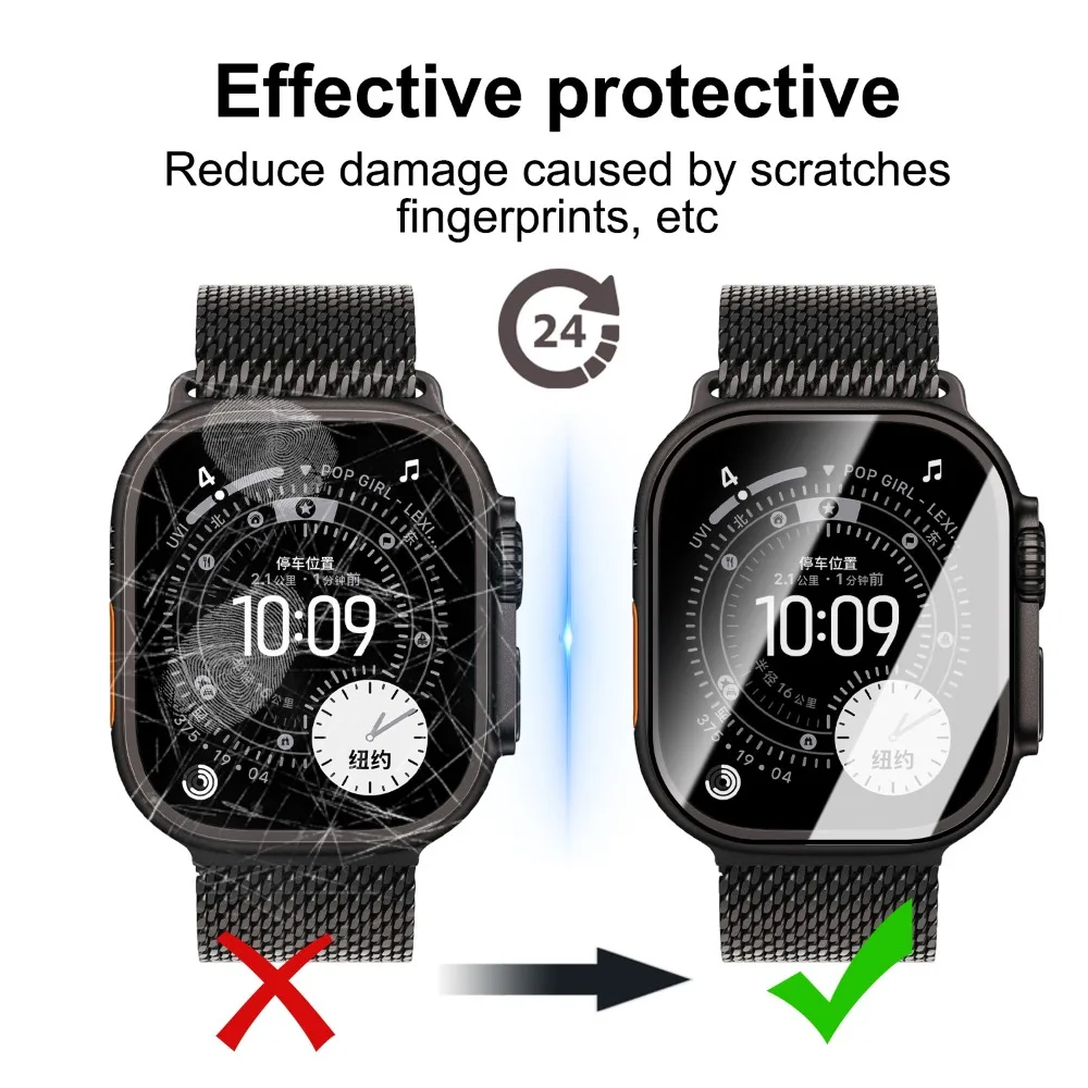 10/1 قطعة لساعة أبل Ultra3/2/1 49 مللي متر واقي شاشة من الزجاج المقسى مضاد للتجسس لساعة IWatch Ultra سهل التركيب ومضاد للخدش #5