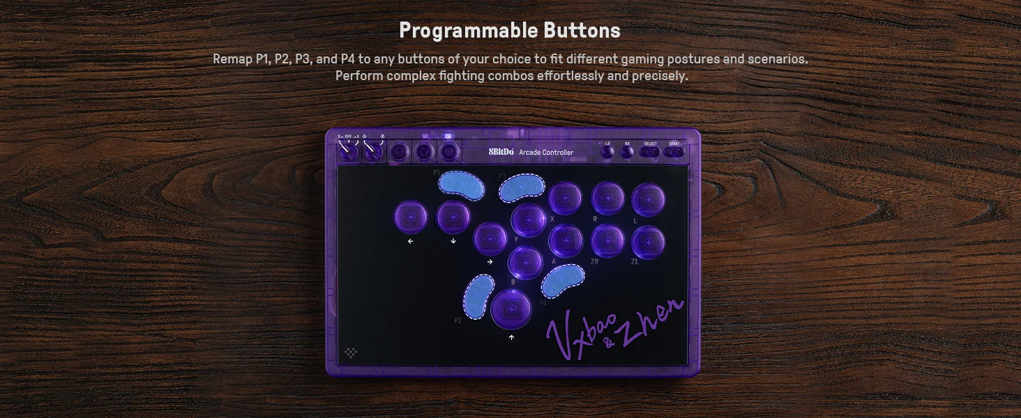 8BitDo All-Button Arcade-Controller für Switch & Windows – 3 Verbindungsmodi, flache lineare Schalter, 4 programmierbare Tasten – Detail 23
