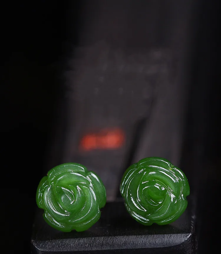 Natural Rose Green With 925 Sterling Silver Stud Golden Earrings Jewelry Lucky Accessories