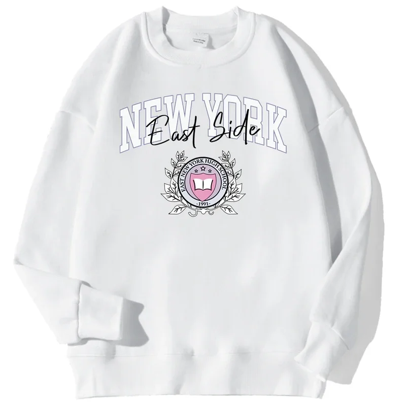 

New York East Side Sweatshirt Mens Warm Crewneck Sweater Autumn Oversize Camisa Harajuku Comfortable Unisex Clothing