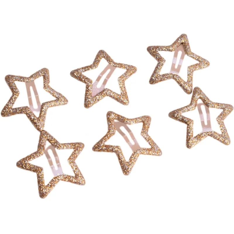 5/10pcs Y2K BB Glitter Star Hairclips Girls Colorful Kawaii Barrettes kids Metal Snap Clip Headwear Hair Jewelry Accessories