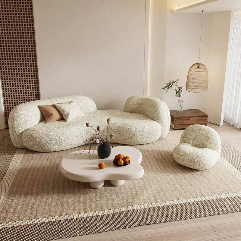 Wabi Sanfeng B & B Curved Sofa Beauty Salon Receives Personality and Advanced Sense Designer Fabric Sofa Chair Clothing Store
