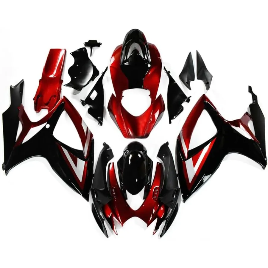 

Red Black Injection Fairing Kit for Suzuki GSXR600 GSXR750 K6 Models 2006 2007 ABS Plastic Bodywork Frame Replacement with Enha