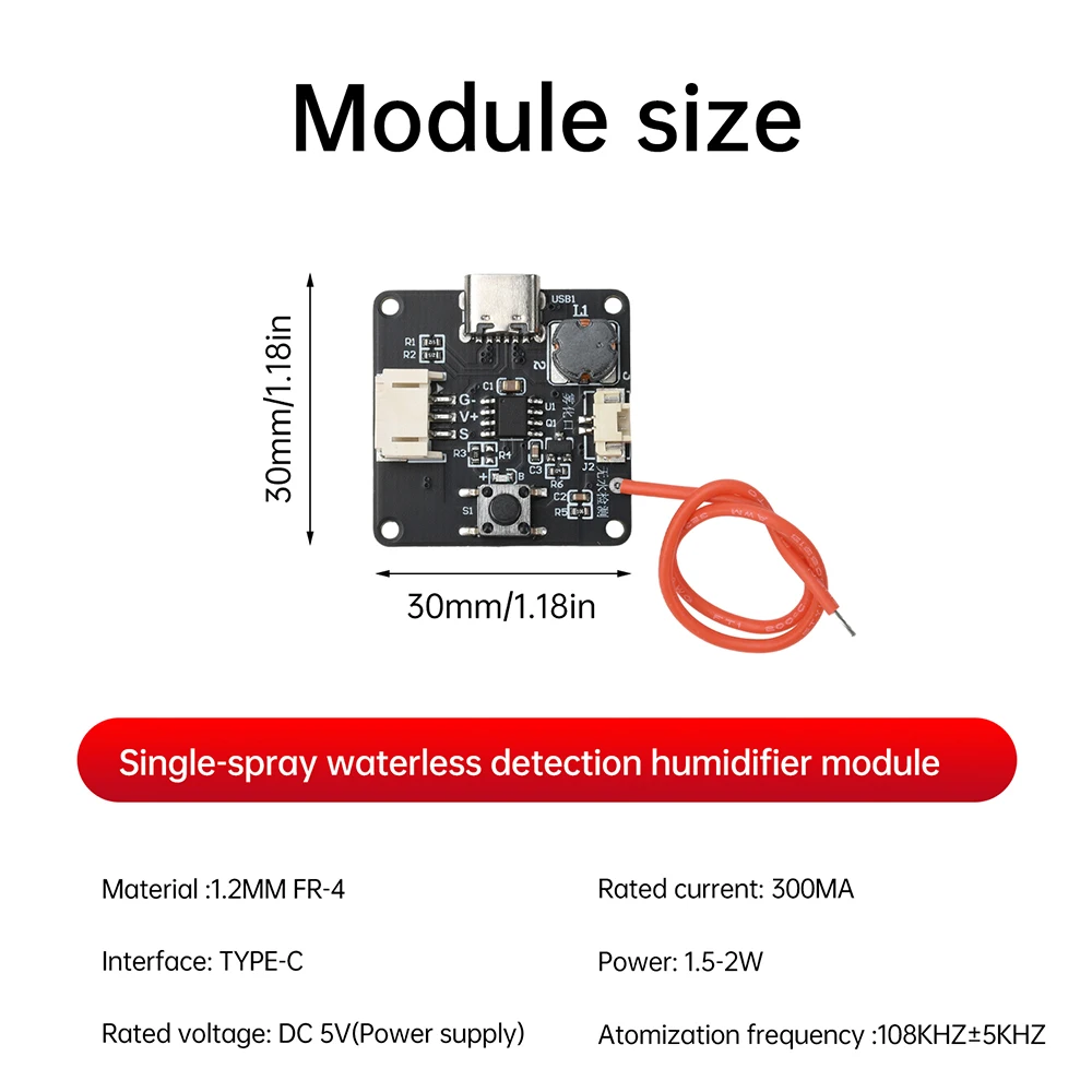

DC5V USB Ultrasonic Nebulizer Type-C Humidifier Nebulizer Driver Module with Atomizer Sheet Mini Humidifier DIY Kit