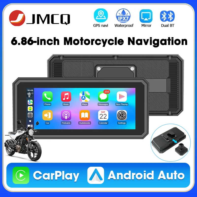 

6,86-дюймовый портативный мотоциклетный навигационный беспроводной Carplay Android Auto водонепроницаемый мотоциклетный видеорегистратор монитор двойная камера с поддержкой BT